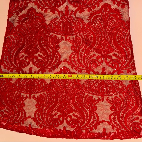 Free People Night Shimmers Mini Dress Womens Size 14 Red V Neck Lace Sequin New - Picture 15 of 16